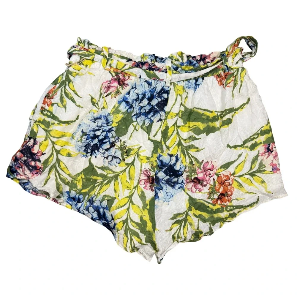 Wanderlux Yellowstone Floral High Waist Paperbag Short Tropical Resortwear NWT L